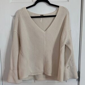 Free People Cream Cotton Sweater